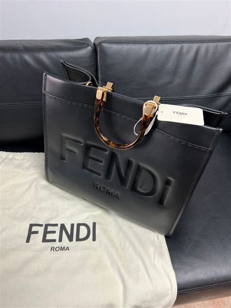 fendi black leather|Fendi roma bag.